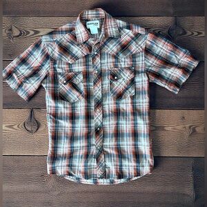 Rustler Men's Casual Plaid Shirt - Orange and Black